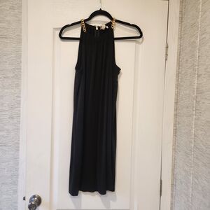 Michael Kors Black Dress with Gold Chain Accents Size M Euc
